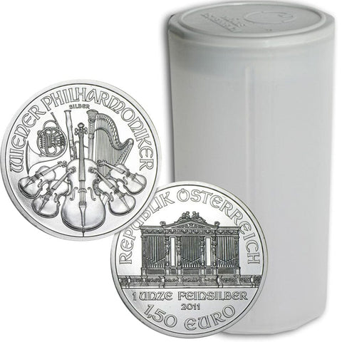 20-Coin Roll of 2011 Austrian Silver Philharmonic 1.5 Euro 1 Ounce .999 Silver Coins