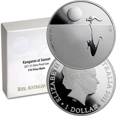 2011 Australia Kangaroo at Sunset w/ F-15 Privy Proof Silver Dollar - Gem Proof in OGP w/ COA