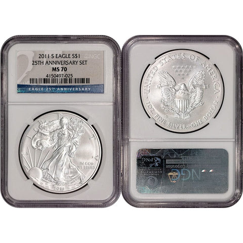 2011-S 25th Anniversary Set American Silver Eagle - NGC MS 70