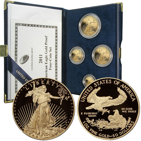 2011-W 4-Coin Proof Gold American Eagle Set in Box with COA (1.85 AGW)
