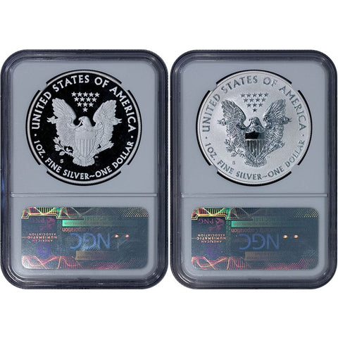2012-S San Francisco Silver Eagle 2-Coin Set - NGC 70 - Proof & Reverse Proof