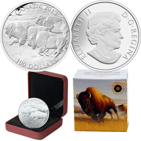 2013 Canada $100 American Bison 1 oz .9999 Silver Coin - Gem in Box w/ COA