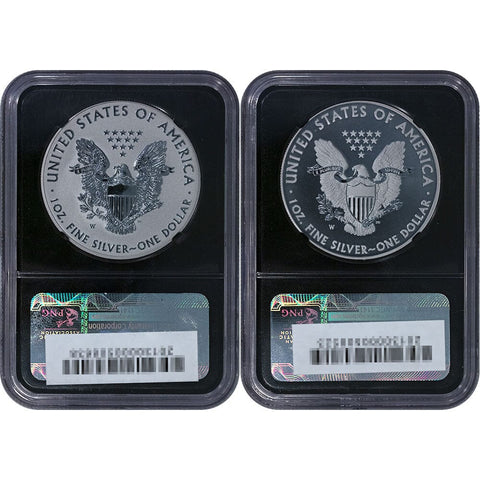 2013-W West Point American Silver Eagle Set - Reverse Proof & Enhanced Finish - NGC 70