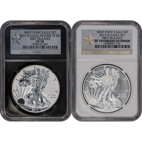 2013-W West Point 2-Coin American Silver Eagle Set - NGC PF/SP 70