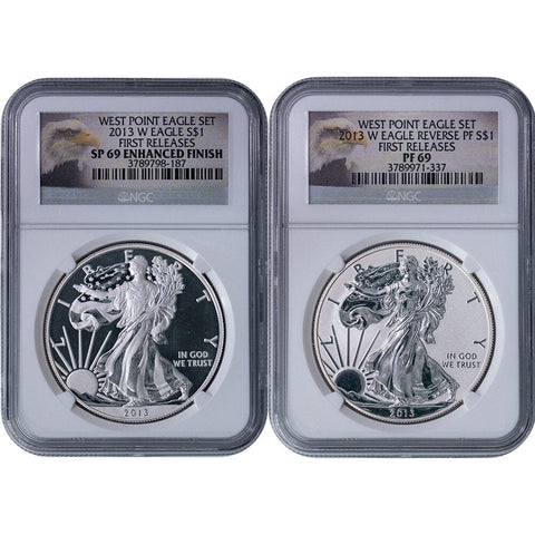 2013-W West Point 2-Coin American Silver Eagle Set - NGC PF/SP 69