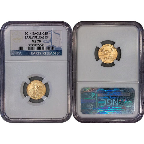 2014 $5 1/10th oz American Gold Eagle - NGC MS 70 ER