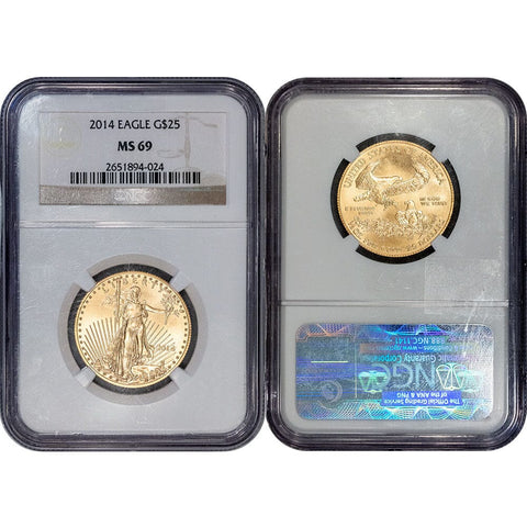 2014 $25 American Gold Eagle - 1/2 oz Net Pure Gold - NGC MS 69