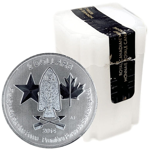 20 Coin Roll of 2014 Canada $2 Devil's Brigade .9999 1/2 Silver Coins