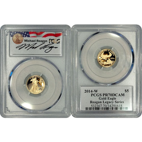 2014-W $5 Proof 1/10 oz American Gold Eagle - PCGS PR 70 DCAM - Reagan Legacy