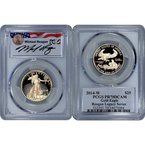 2014-W $25 Proof 1/2 oz American Gold Eagle - PCGS PR 70 DCAM - Reagan Legacy