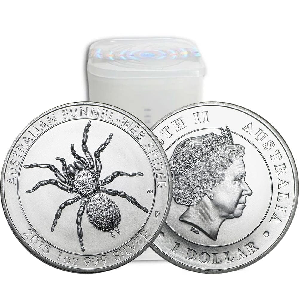 25 Coin Rolls of 2015 Australia 1 oz Silver Dollar Funnel Web Spider