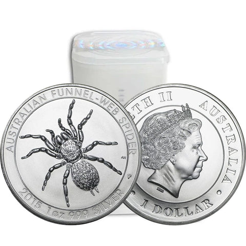 25-Coin Rolls of 2015 Australia 1 oz Silver Dollar - Funnel Web Spider - PQ BU