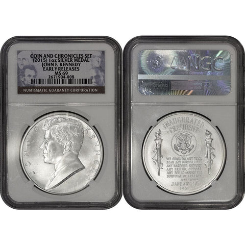 (2015) John F. Kennedy 1 oz Silver Medal (C & C Set) - NGC MS 69 ER