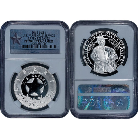 2015-P US Marshals Service Commemorative Silver Dollar - NGC PF 70 Ultra Cameo