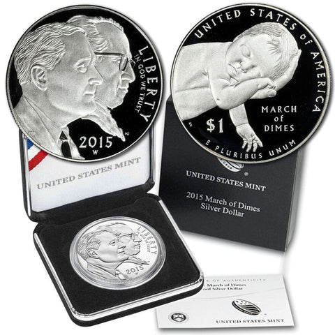 2015-W March of Dimes Commemorative Proof Silver Dollar - Gem Proof in OGP