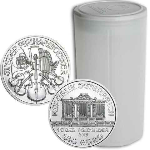 20-Coin Roll of 2015 Austrian Silver Philharmonic 1.5 Euro 1 Ounce .999 Silver Coins