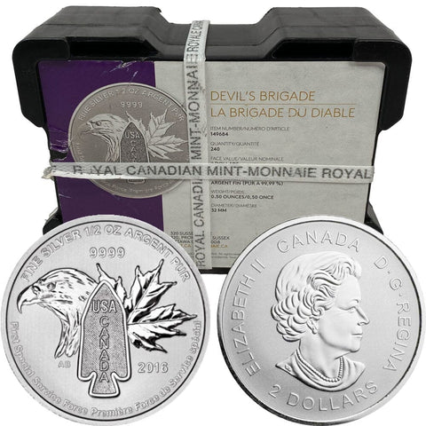 2016 Canada $2 Devil's Brigade .9999 1/2 Silver Coins - Individual & Rolls