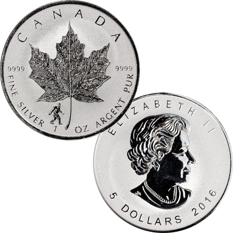 2016 Bigfoot Privy $5 Canadian 1 oz Silver Maple Leaf .9999 Silver - Gem in Capsule