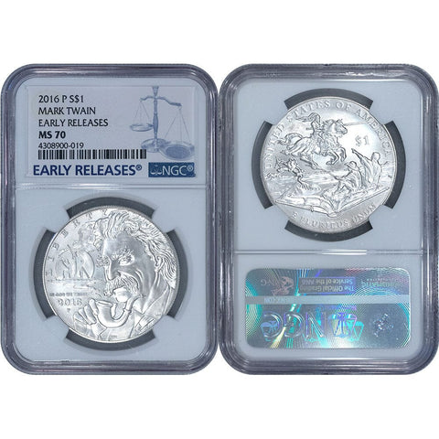 2016-P Mark Twain Silver Commemorative Dollar - NGC MS 70