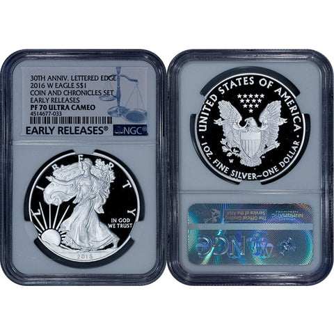 2016-W Proof American Silver Eagle, Lettered Edge - NGC PF 70 UCAM Coin & Chronicles