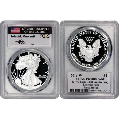 2016-W Proof American Silver Eagle - PCGS 70 DCAM FS Mercanti