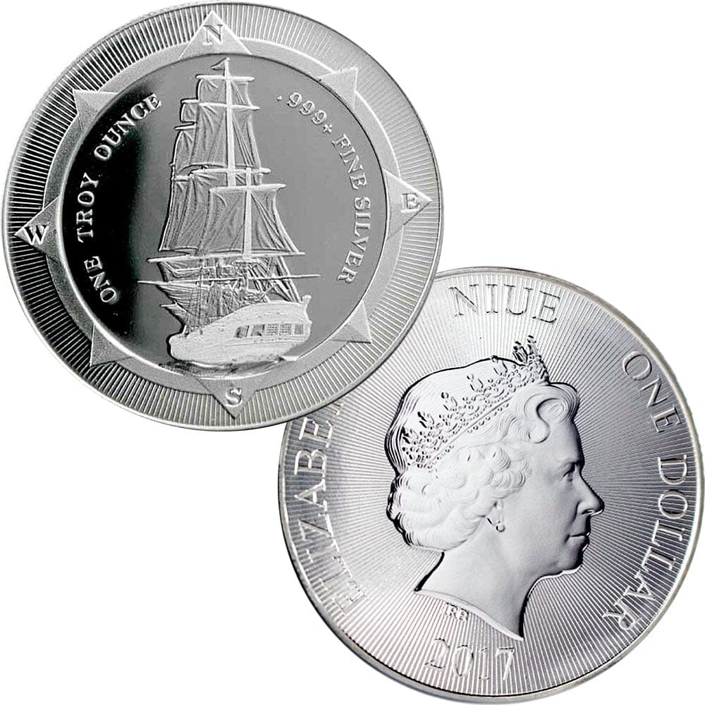 2017 Niue 1 oz Silver $2 HMS Bounty Silver Coin - Gem Brilliant Uncirc