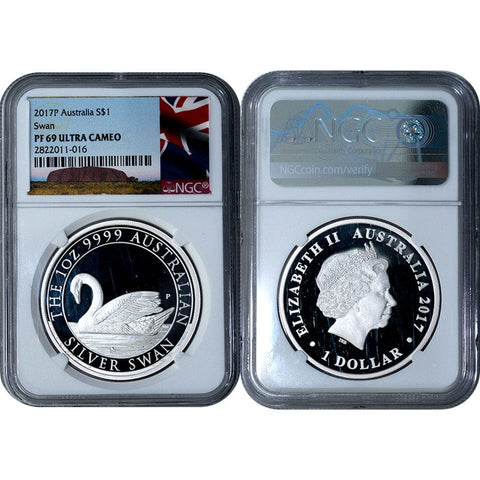 2017-P Australia 1oz Silver Swan - NGC PF 69 Ultra Cameo - Gem Proof