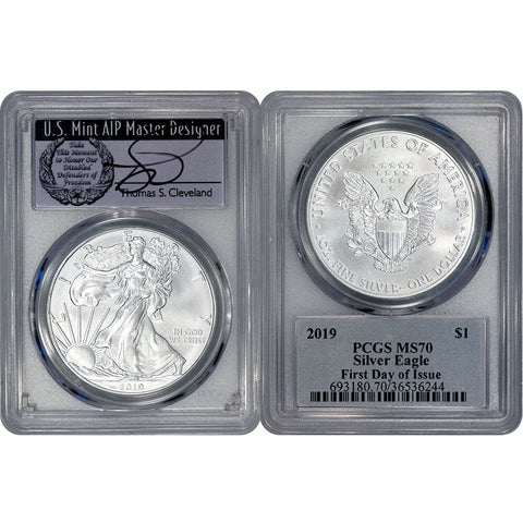 2019 $1 American Silver Eagle - PCGS MS 70 FDOI Cleveland