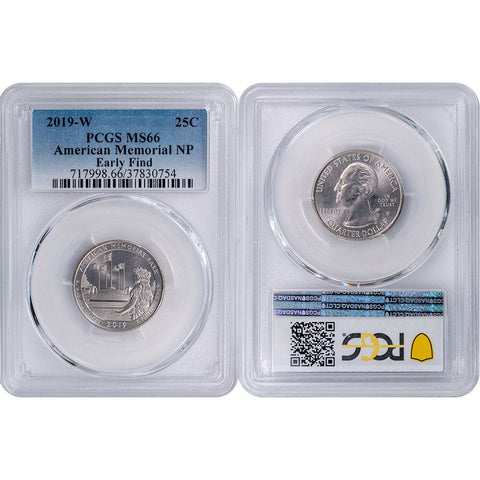 2019-W American Memorial Park, National Parks Quarter- PCGS MS 66 - Gem Uncirculated