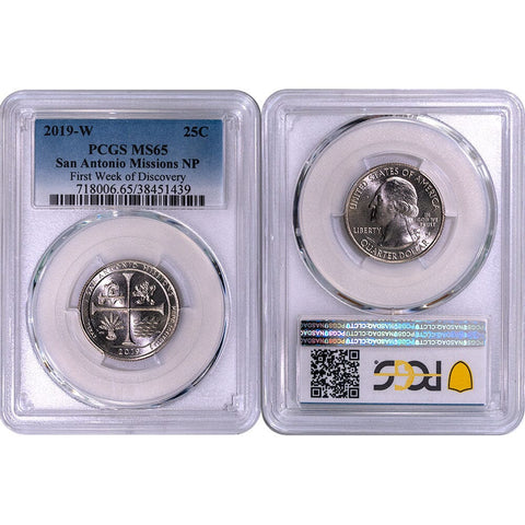 2019-W San Antonio Missions, National Parks Quarter- PCGS MS 65 - Gem Brilliant Uncirculated