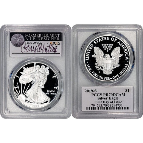 2019-S Proof American Silver Eagle - PCGS PR 70 DCAM FDOI Whitley