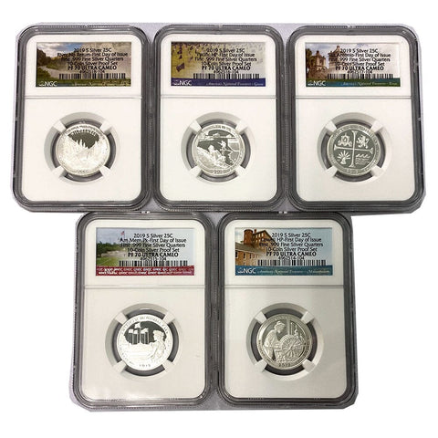 2019-S Silver Proof Quarter Set - NGC PF 70 UCAM First Day of Issue