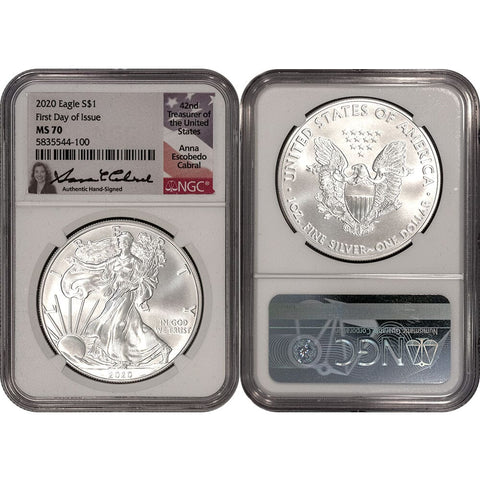 2020 American Silver Eagle - NGC MS 70 Anna Cabral Signature FDOI