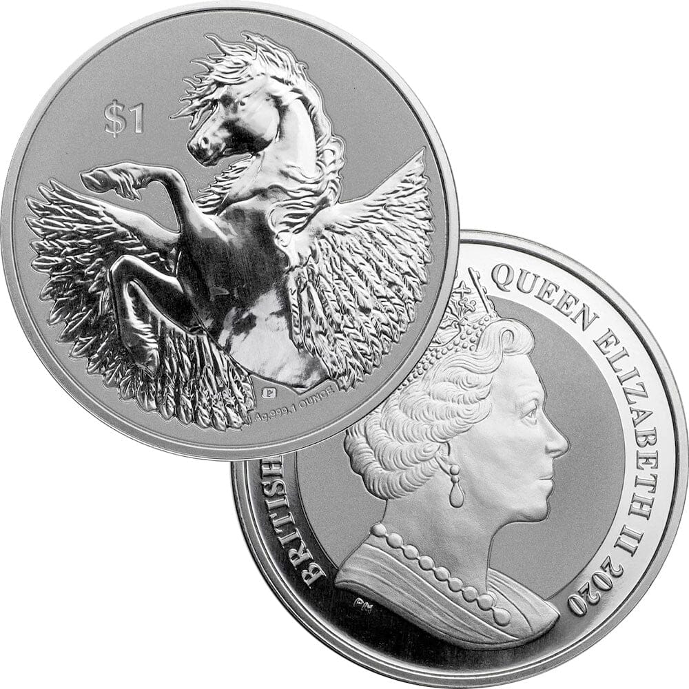 2020 British Virgin Islands 1 oz Silver Pegasus Dollar - Gem Uncircula