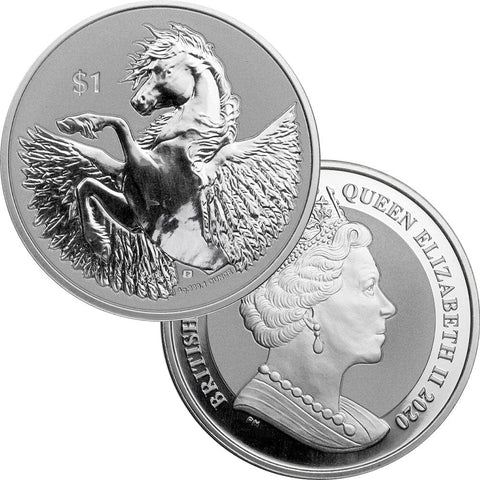 2020 British Virgin Islands 1 oz Silver Pegasus Dollar - Gem Uncirculated in Capsule