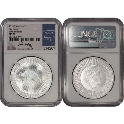 2020-P Australia Kangaroo 1oz Silver Dollar - NGC MS 70 ER