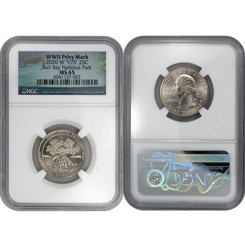 2020-W Salt Bay National Park Quarter V75 WWII Privy - NGC MS 65