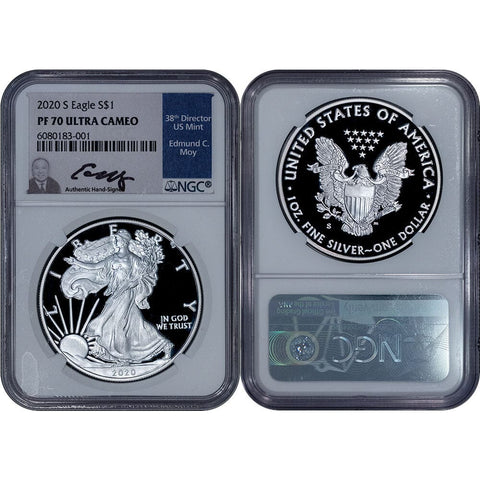2020-S Proof American Silver Eagle - NGC 70 UCAM - Moy Signature