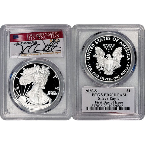 2020-S Proof American Silver Eagle - PCGS 70 DCAM FDOI Dannreuther