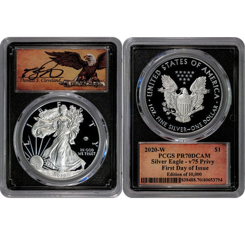 2020-W WW II 75th Anniversary V75 Privy Proof American Silver Eagle - PCGS PF 70 UCAM