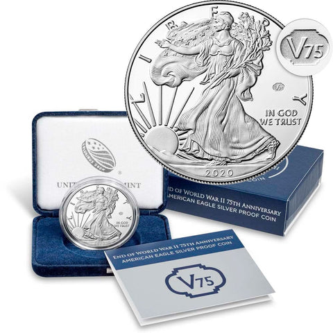 2020-W WW II 75th Anniversary V75 Privy Proof American Silver Eagle - Gem Proof in OGP