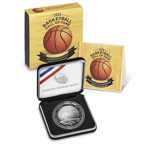 2020 Basketball Hall of Fame Commemorative .999 Silver Dollar - Gem Proof in OGP w/ COA