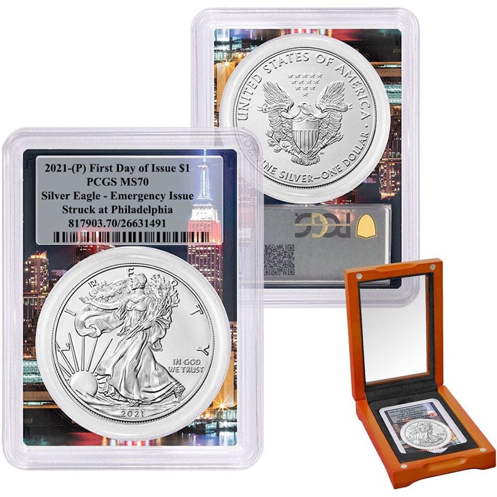 2021-(P) シルバーイーグル PCGS MS70 FDOI 緊急発行 2021(P) Emergency Issue American Silver Eagle - PCGS MS 70 FDOI - Empi