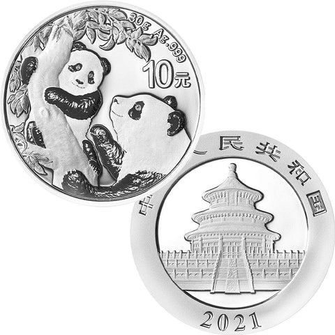 2021 China 10 Yuan Silver Panda - Gem Uncirculated in Capsule