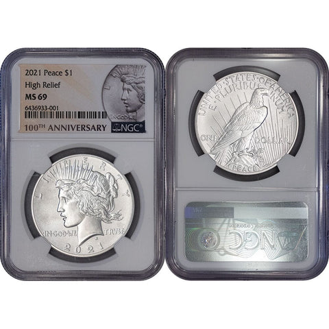 2021 Peace .999 Silver Dollars - NGC MS 69