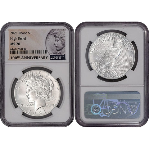 2021 High Relief Silver Peace Dollar 100th Anniversary - NGC MS 70