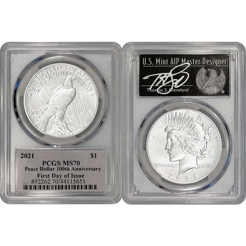 2021 High Relief Silver Peace Dollar 100th Anniversary - PCGS MS 70 FDOI Cleveland