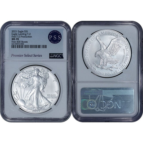 2021 Type-2 American Silver Eagle - NGC MS 70 First 400 Boxes