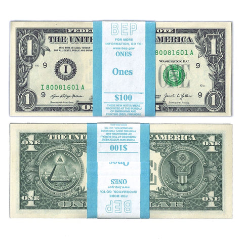2021 Minneapolis Federal Reserve $1 Notes - BEP Pack of 100 - Choice Uncirculated