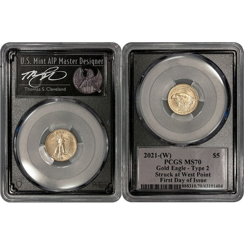 2021 T.2 $5 American Gold Eagle - 1/10 oz Net Pure Gold - PCGS MS 70 FDOI Cleveland